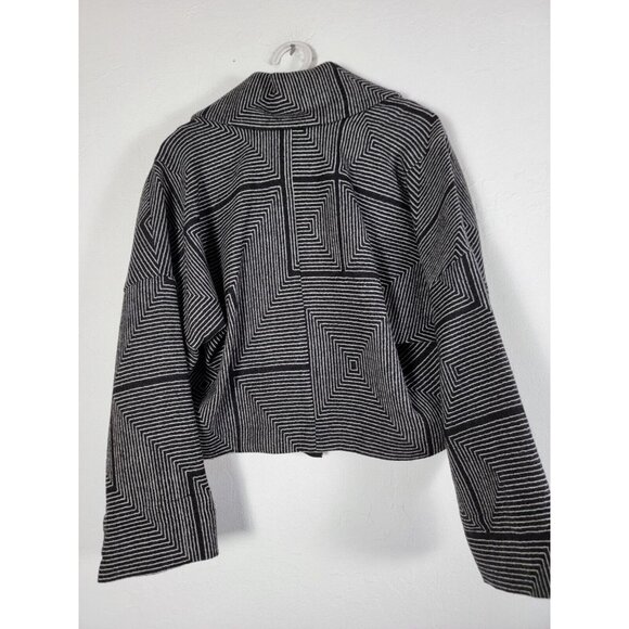 OSKA Womens Sz 1 Gray White Stripes Wool One Button Career Work Blazer Jacket - Picture 2 of 8